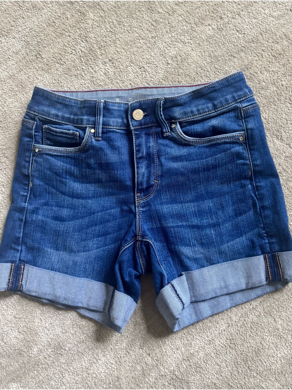 White House Black Market Dark Blue Rolled-Hem Denim Shorts